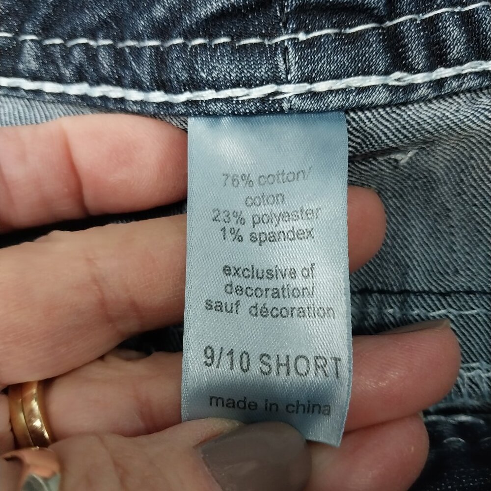 3343 Size 9/10 Maurices Upcycled Bell Bottoms In Green with Orange Reptiles - Picture 10 of 10
